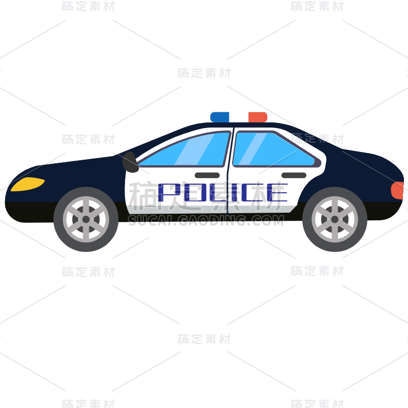 手绘-安全主题贴纸SVG-警车