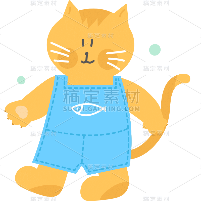 卡通风可爱拟人动物贴纸-SVG-猫