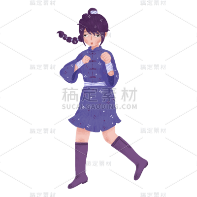 手绘-十二星座女生人物插画-天蝎座