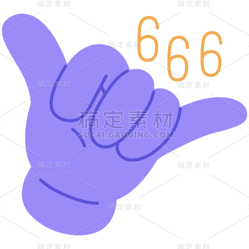 扁平可爱手势贴纸-SVG-666