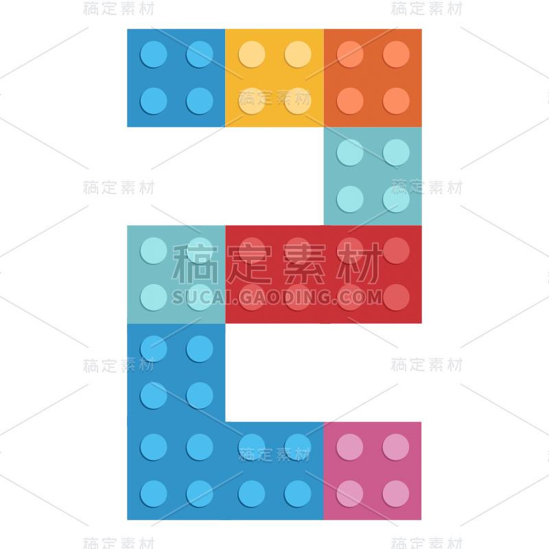 扁平卡通乐高数字装饰元素-2