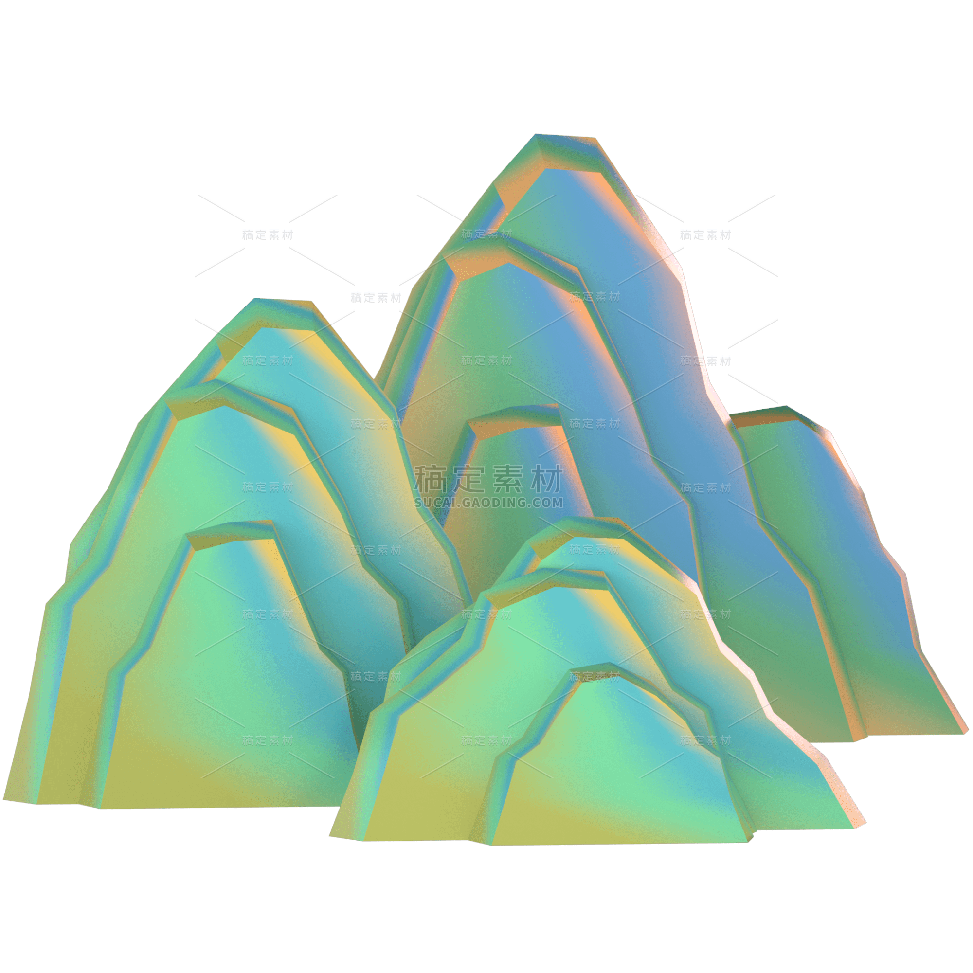 3D国潮-山峰渐变2