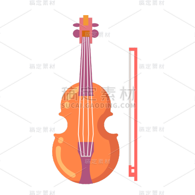 手绘-西方复古乐器贴纸SVG-小提琴