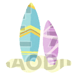 夏天冲浪板清新手绘动态贴纸