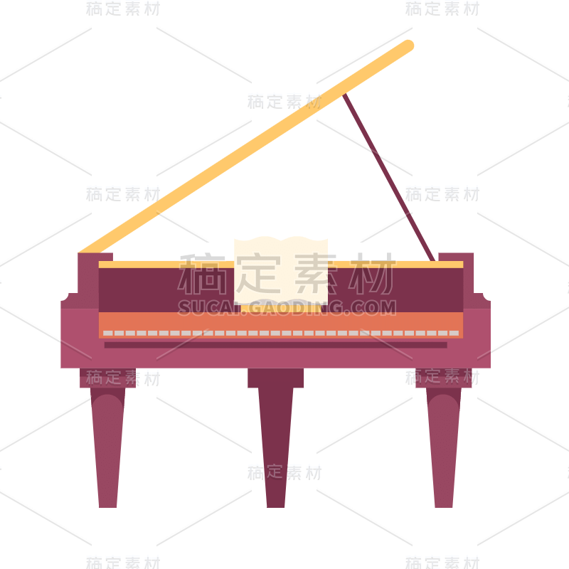 手绘-西方复古乐器贴纸SVG-钢琴