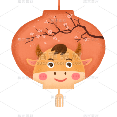春节手绘卡通插画-灯笼