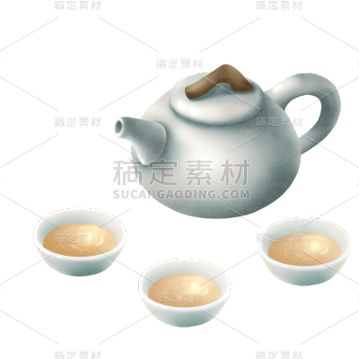 茶具主题元素贴纸