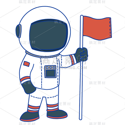 手绘卡通-宇宙元素-宇航员