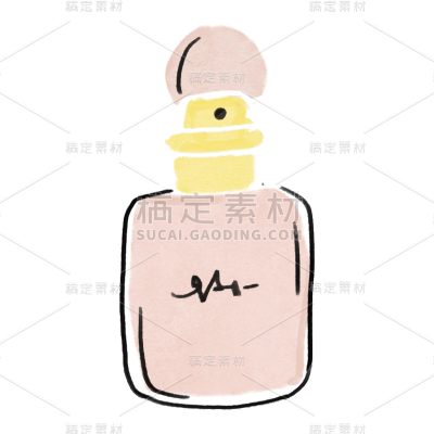 手绘-水彩简笔画香水美妆元素6