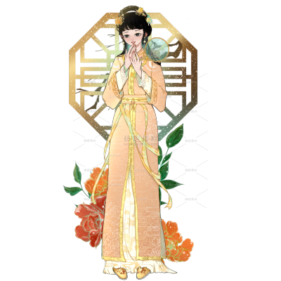 手绘中国风人物插画-女性