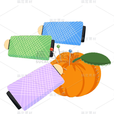 手绘-缝纫手工工具家居生活贴纸2