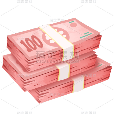 手绘-现金纸币金融理财元素贴纸1