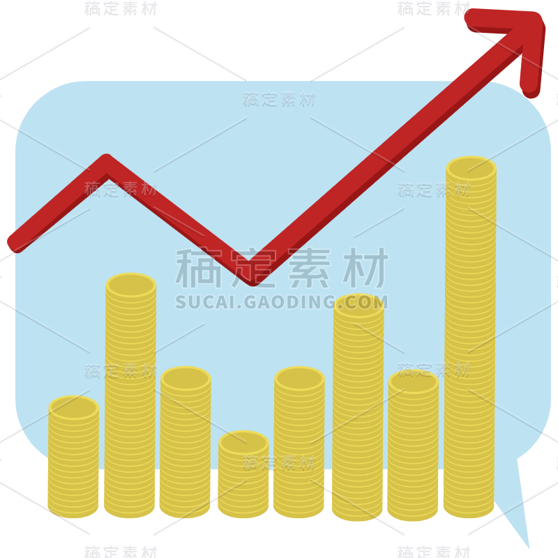 扁平-股票基金金融理财元素贴纸-SVG-上升