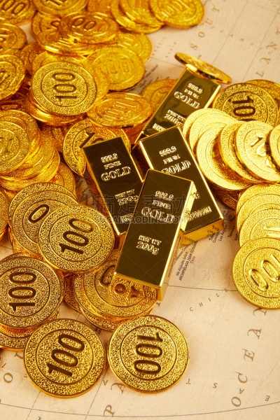 促销系列写实风金砖金币