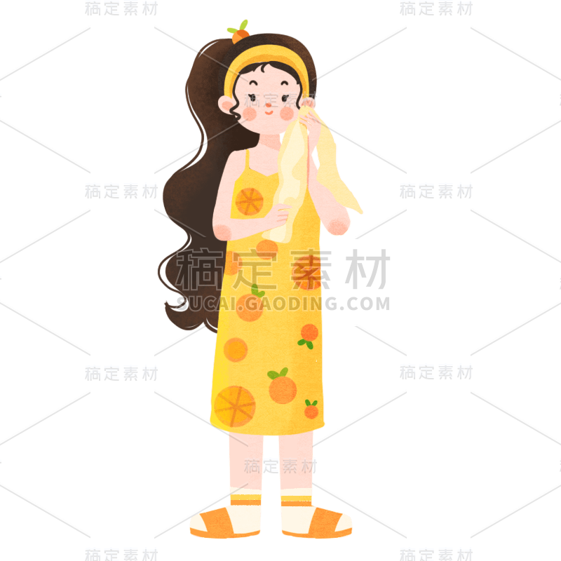 手绘-护肤美妆少女人物插画贴纸1