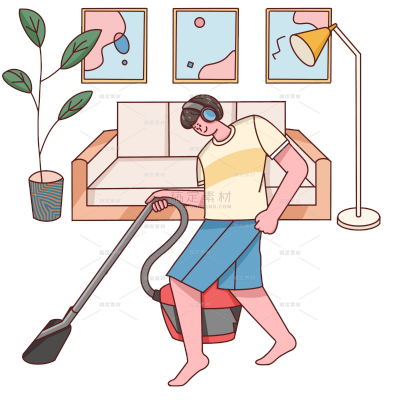 描边插画-宅男人物常规贴纸