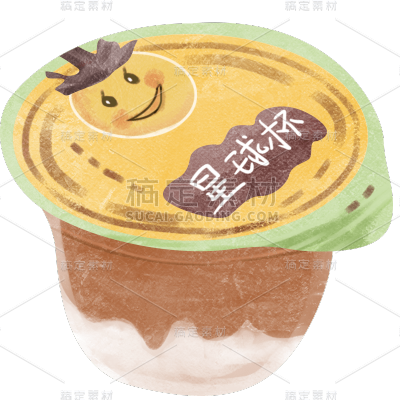手绘-复古风零食/用品贴纸-星球杯