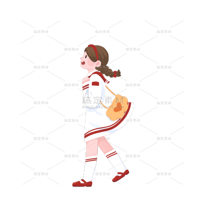 手绘-国庆节人物贴纸-小女孩