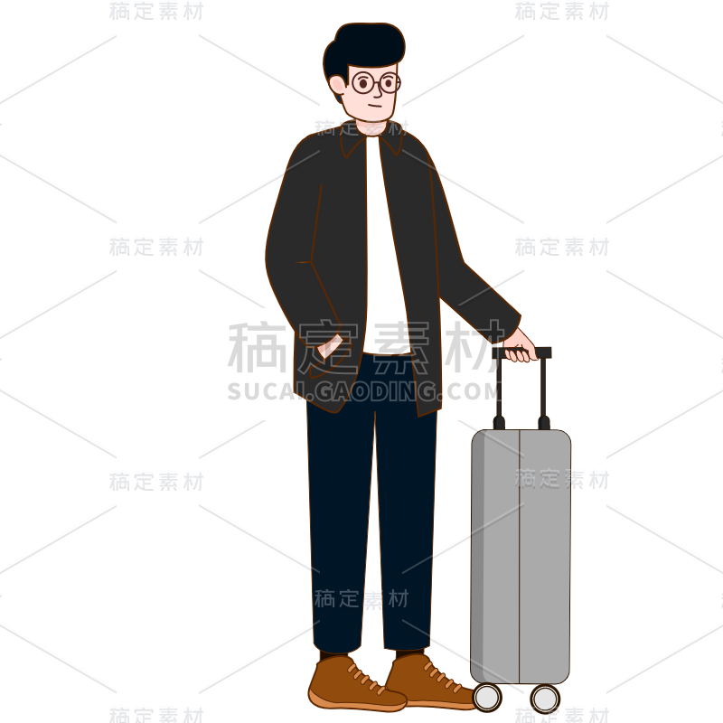 扁平-时尚穿搭男性人物插画-SVG5