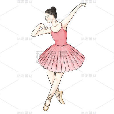 手绘-水彩芭蕾舞人物插画1