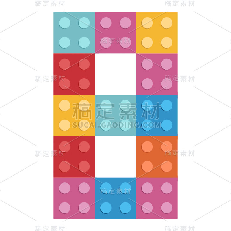 扁平卡通乐高数字装饰元素-8