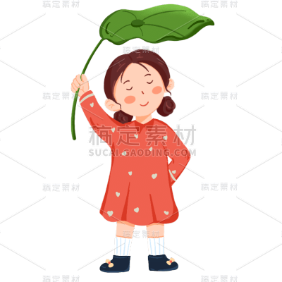 手绘肌理-谷雨创意贴纸-女孩