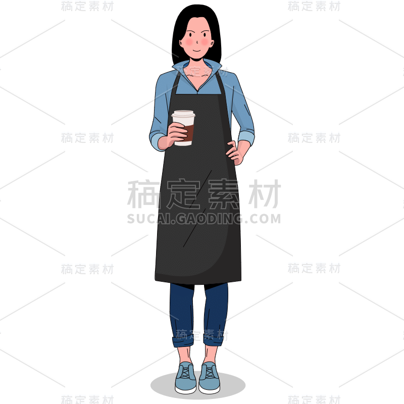 手绘-服务行业人物贴纸-SVG9