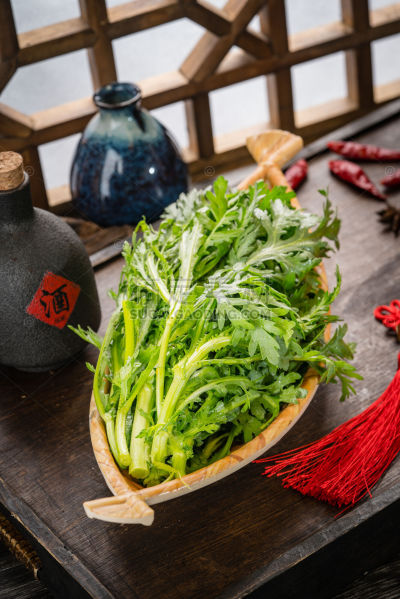 果蔬系列实景火锅食材茼蒿