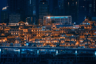 建筑系列写实现代建筑群夜景