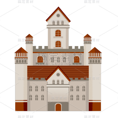 扁平-城堡建筑元素贴纸5