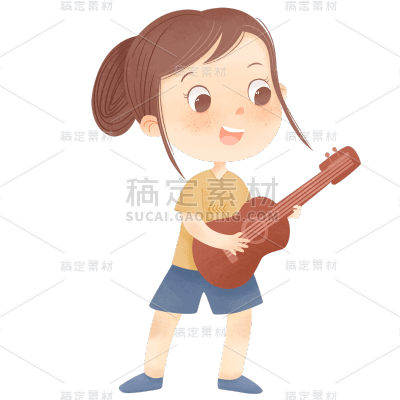 手绘肌理-姐妹人物元素贴纸-音乐姐姐