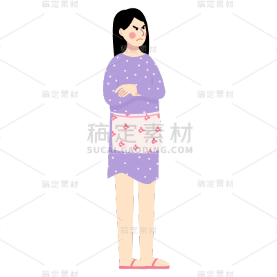 插画风-争吵人物插画贴纸女人-SVG