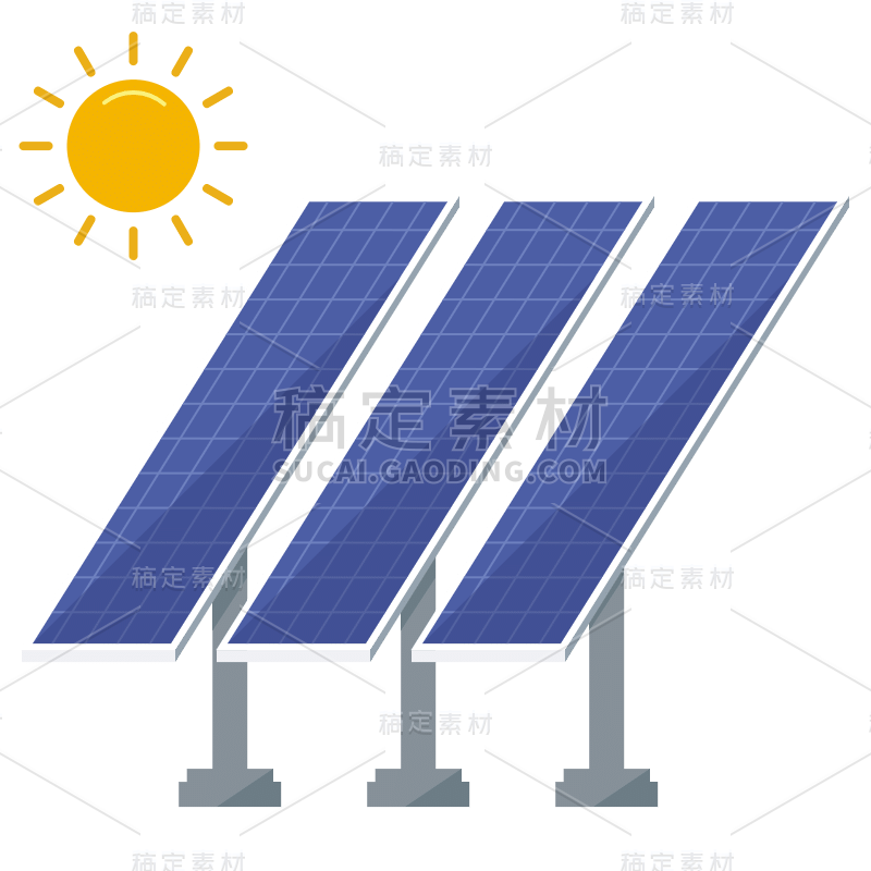 扁平-绿色生产元素-太阳能发电