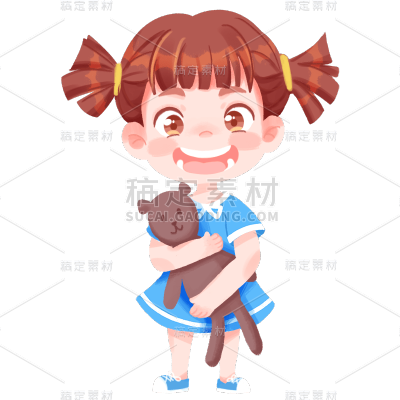 卡通清新手绘小女孩