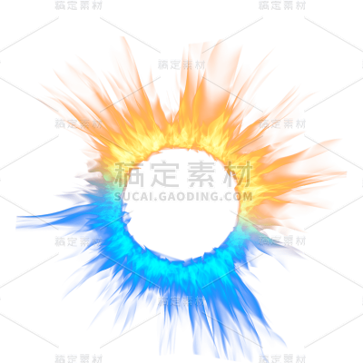 手绘-红蓝双色火焰光环装饰贴纸7