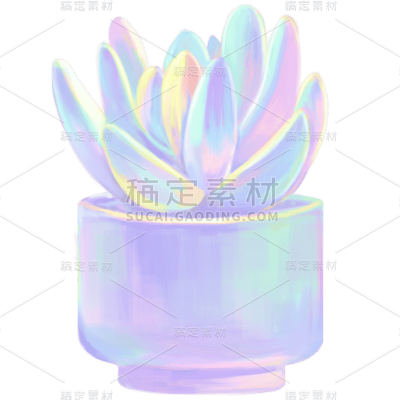 手绘炫彩小多肉植物