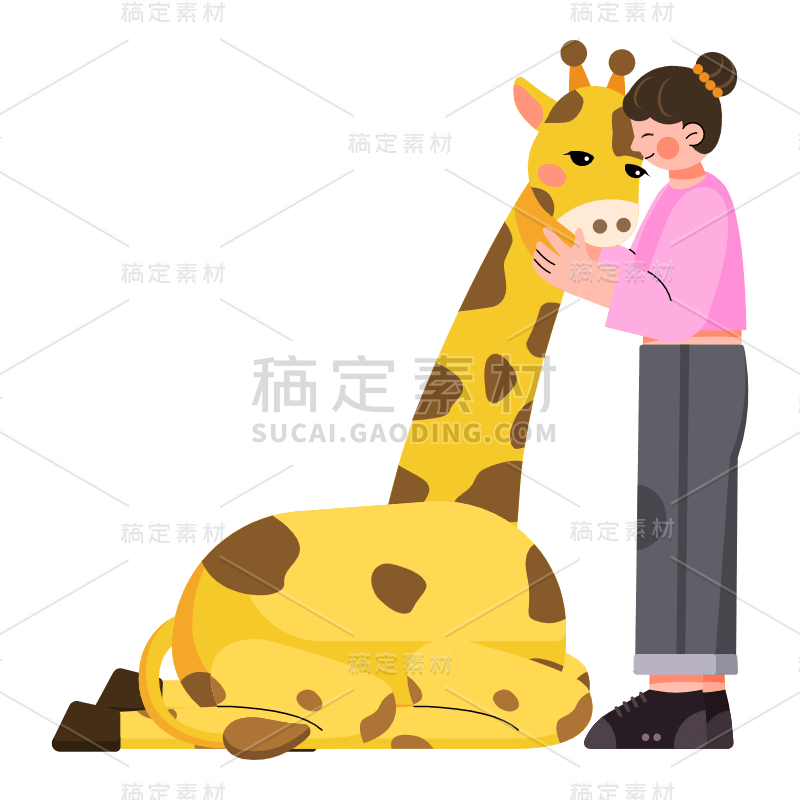 SVG-人与宠物亲吻元素贴纸-长颈鹿