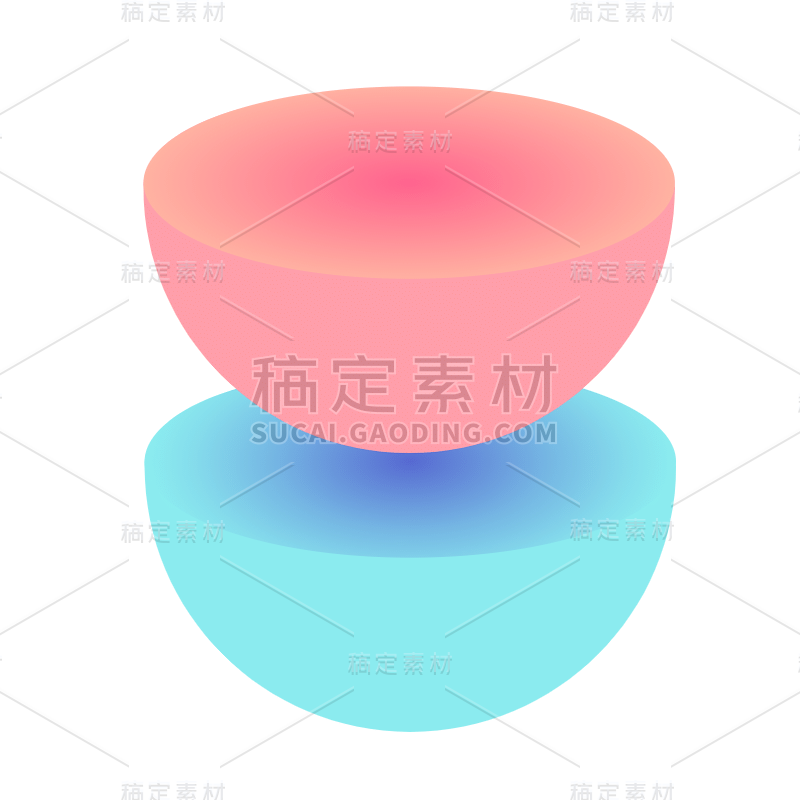 3D-渐变立体几何元素-半球体