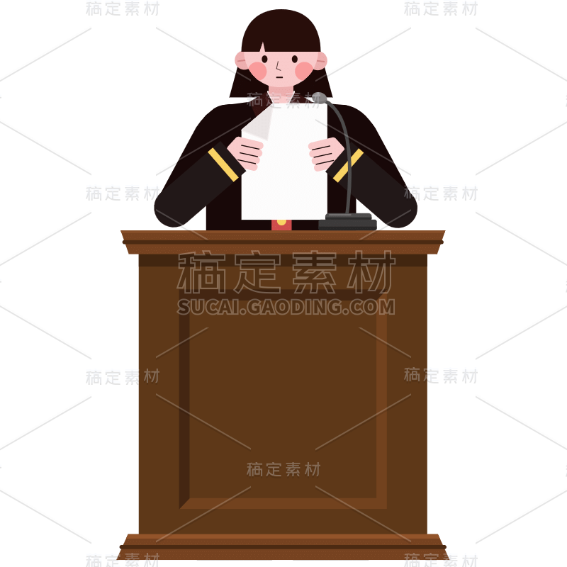 扁平-法官职业形象元素-SVG7