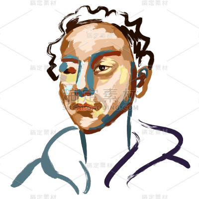 手绘-抽象油画痛苦情绪人物插画1