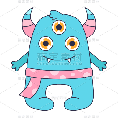 矢量-撞色简笔画创意贴纸