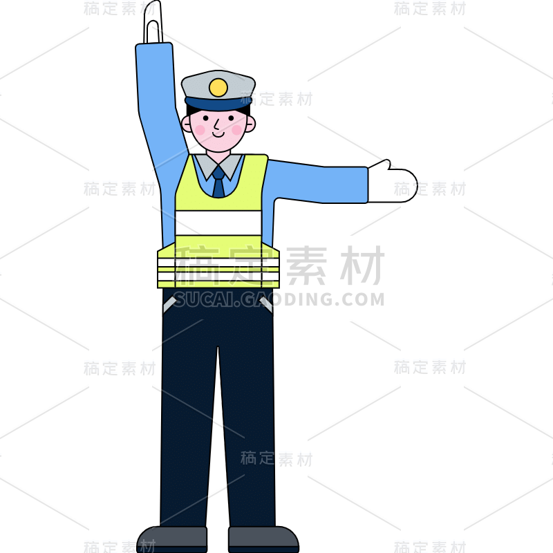 手绘卡通-交警元素贴纸