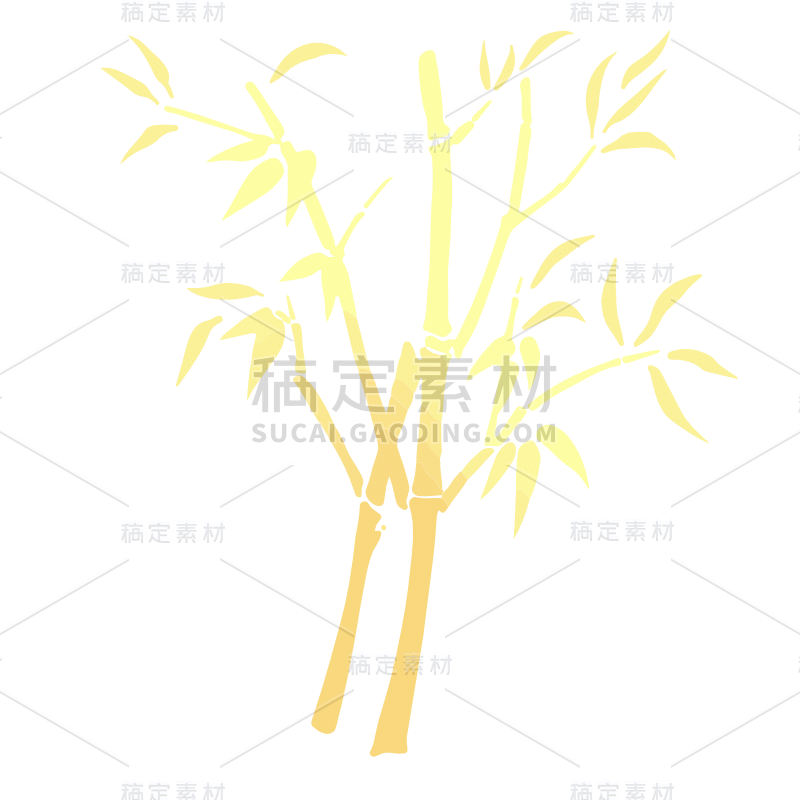 矢量风金色竹子竹叶植物元素贴纸2