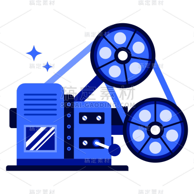 扁平-流行色元素套系-放映机