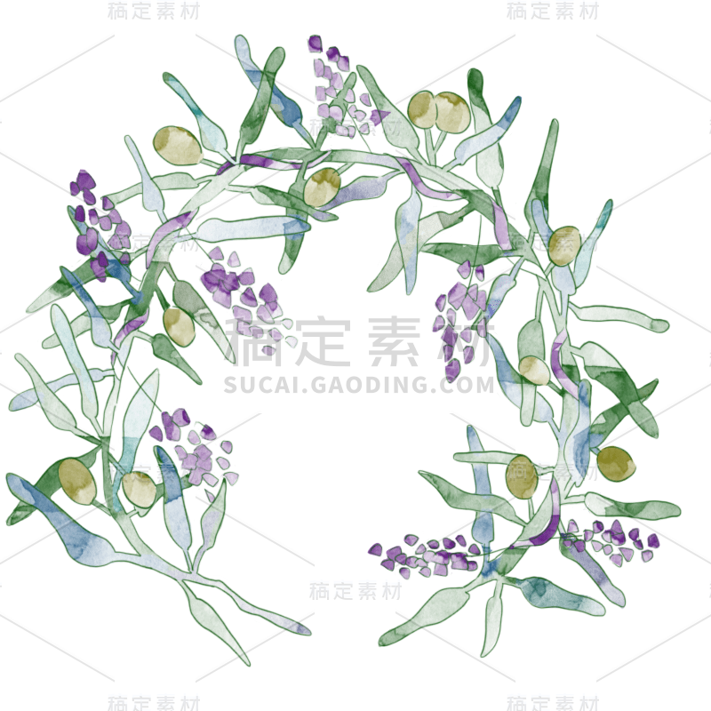 手绘-国庆节-象征庆贺的橄榄叶元素