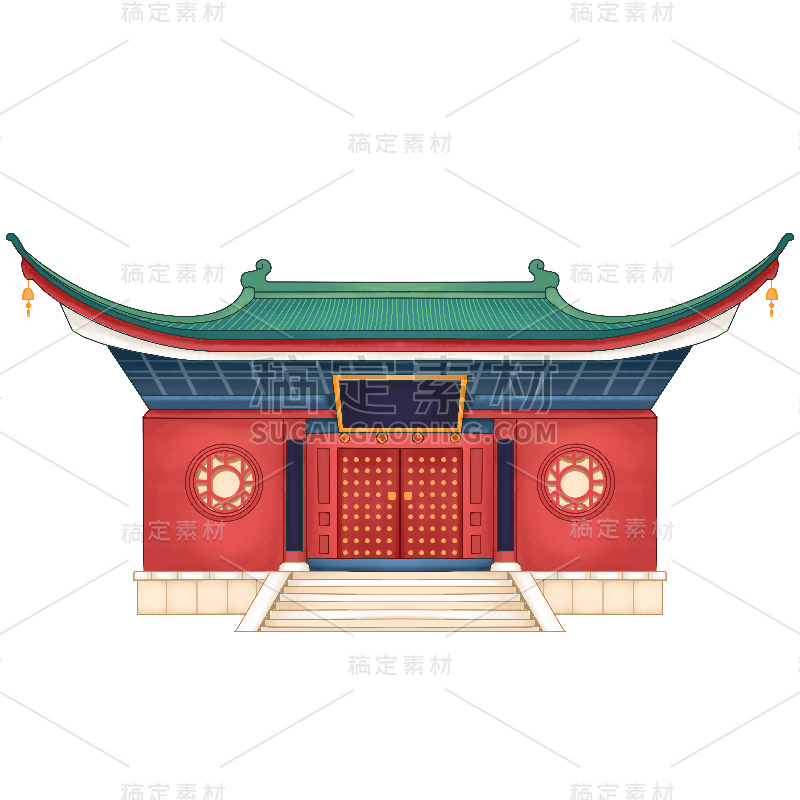 手绘-中国风文化建筑创意贴纸3