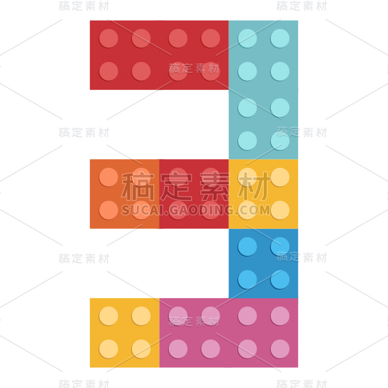 扁平卡通乐高数字装饰元素-3