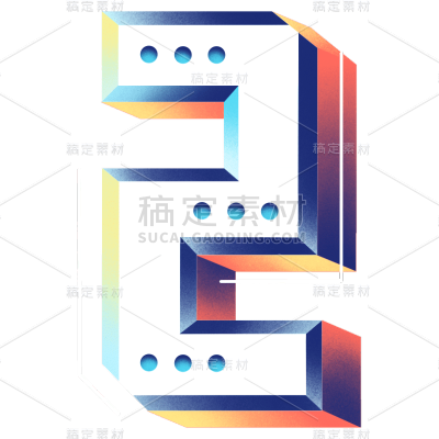 手绘-科技感数字贴纸-2