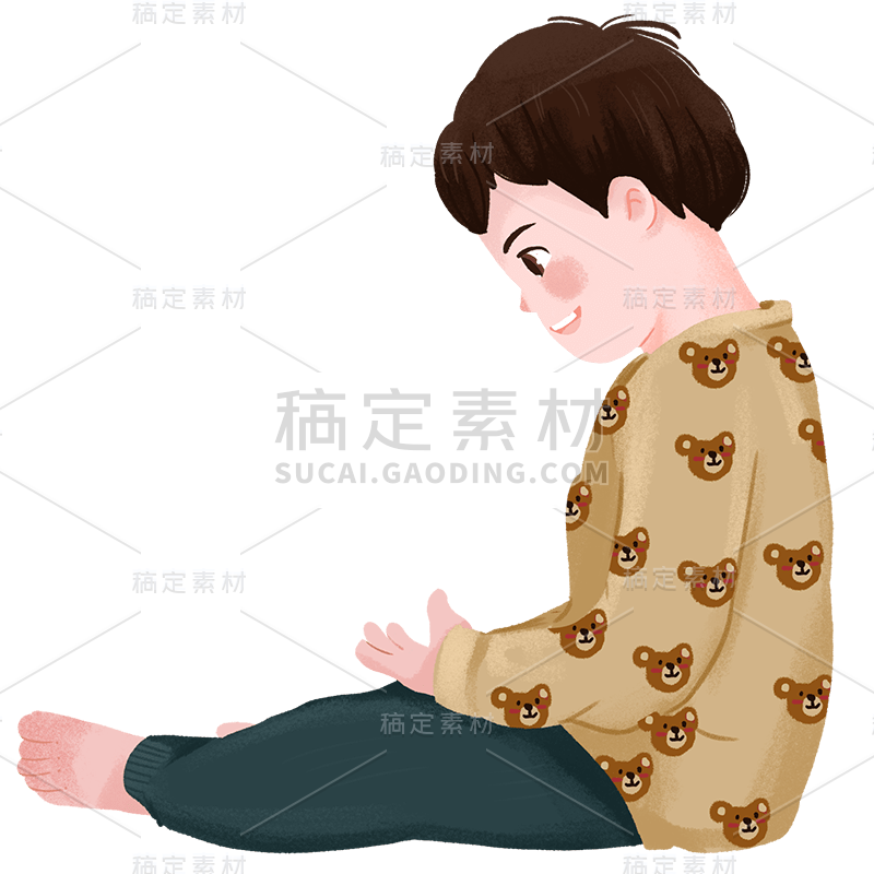 手绘-儿童元素人物插画-男孩1