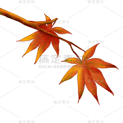 手绘-水彩枫叶植物元素贴纸1